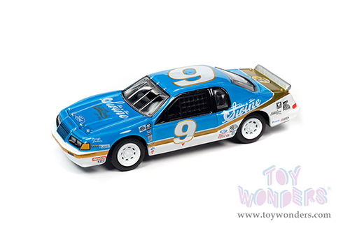 Round 2 Johnny Lightning - Street Freaks | Ford Thunderbird Stock Car #9 "Go-Po-Po-Go!" - 24hrs of LeMons (1986, 1/64 scale diecast model car, Bright Blue w/White & Gold Stripes) JLSP252/24B