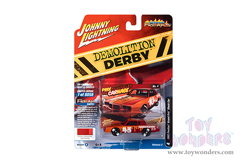 Round 2 Johnny Lightning - Street Freaks | Pontiac&reg; Grand Prix&trade; Stock Cars #45 "Prix-Disposed For Carnage" - Demolition Derby (1982, 1/64 scale diecast model car, Red/Orange Graphics) JLSP253/24B