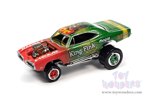 Round 2 Johnny Lightning - Pop Culture Series | Rat Fink Dodge Super Bee with Zinger Body (1970, 1/64 scale diecast model car, Red/Green) JLSP271/24