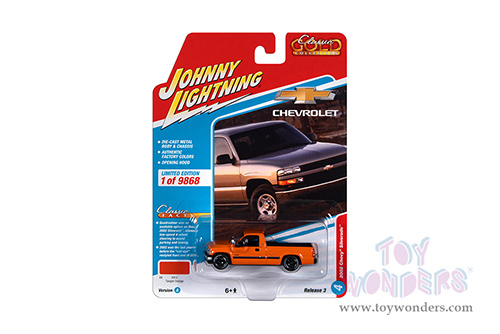 Round 2 Johnny Lightning - Classic Gold 2022 Release 3 Set A | Chevy&reg; Silverado&trade; Pickup (2002, 1/64 scale diecast model car, Tangier Orange) JLSP281/24A MAP: $7.99