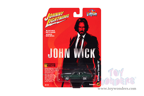 Round 2 Johnny Lightning - Pop Culture Series | Chevrolet® Chevelle® SS™ - John Wick® (1970, 1/64 scale diecast model car, Forest Green/White stripes) JLSP373/24 MAP: $10.99