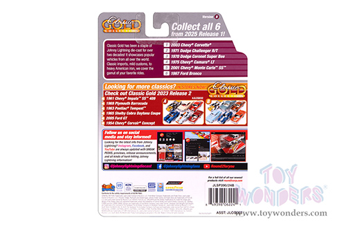 Round 2 Johnny Lightning - Classic Gold Collection | Chevy® Monte Carlo™ SS™ (2000, 1/64 scale diecast model car, Gloss Black w/Silver Checkered Flag Side Stripe) JLSP391/24B MAP: $9.49