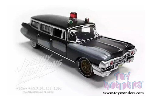 Round 2 Johnny Lightning - Silver Screens Machines | Ghostbusters&reg; Project Pre-Ecto Cadillac Eldorado Ambulance (1959, 1/64 scale diecast model car, Black) JLSS005/24