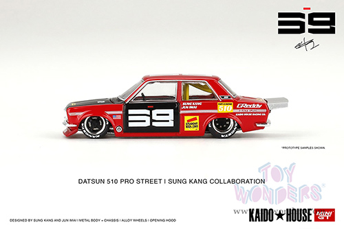Mini GT - Kaido House | Datsun 510 Pro Street SK510 (Designed by Jun Imai) (1/64 scale diecast model car, Red/Black) KHMG003R