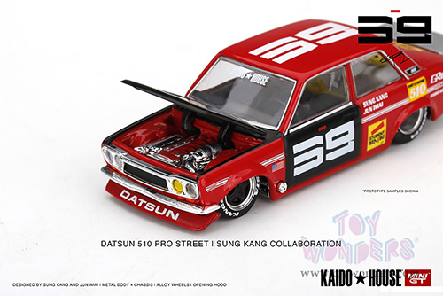 Mini GT - Kaido House | Datsun 510 Pro Street SK510 (Designed by Jun Imai) (1/64 scale diecast model car, Red/Black) KHMG003R