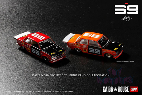 Mini GT - Kaido House | Datsun 510 Pro Street SK510 (Designed by Jun Imai) (1/64 scale diecast model car, Red/Black) KHMG003R