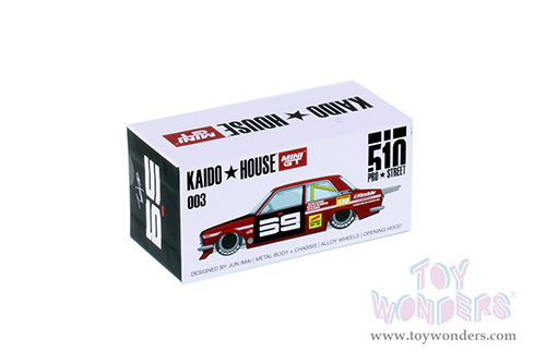 Mini GT - Kaido House | Datsun 510 Pro Street SK510 (Designed by Jun Imai) (1/64 scale diecast model car, Red/Black) KHMG003R