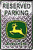 Show product details for Tin Sign: Reserved Parking John Deere Silver M449