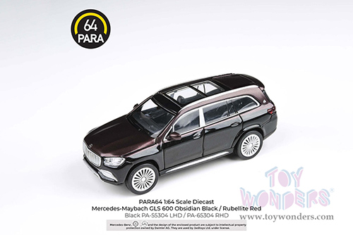 Paragon - Mercedes-Maybach GLS 600 (1/64 scale diecast model car, Obsidian Black / Rubellite Red) PA55304BK
