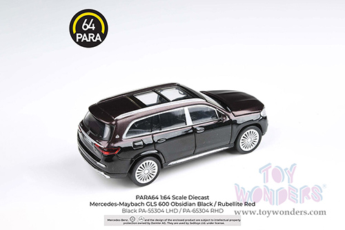 Paragon - Mercedes-Maybach GLS 600 (1/64 scale diecast model car, Obsidian Black / Rubellite Red) PA55304BK