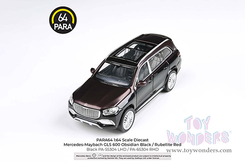 Paragon - Mercedes-Maybach GLS 600 (1/64 scale diecast model car, Obsidian Black / Rubellite Red) PA55304BK