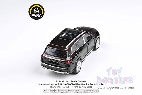 Paragon - Mercedes-Maybach GLS 600 (1/64 scale diecast model car, Obsidian Black / Rubellite Red) PA55304BK