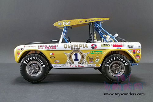 Real Art Replicas - Ford Big Oly Bronco #1 Parnelli Jones Baja 1000 Champion (1/18 scale diecast model car, Yelllow/White) RAR18001