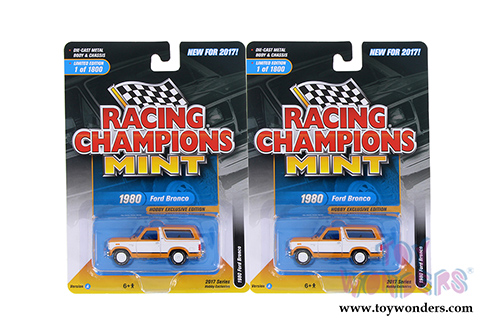 Round 2 Racing Champions Mint - Ford Bronco (1980, 1/64 scale diecast model car, Bright Caramel/White) RC006/24A