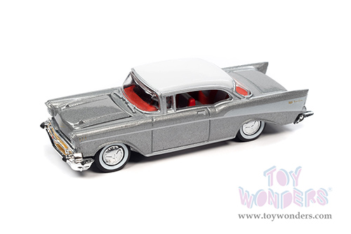 Round 2 Racing Champions Mint 2022 Release 2 | Chevy&reg; Bel Air&reg; Hardtop (1957, 1/64 scale diecast model car, Silver Metallic/White Top) RCSP023/24
