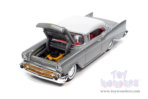 Round 2 Racing Champions Mint 2022 Release 2 | Chevy&reg; Bel Air&reg; Hardtop (1957, 1/64 scale diecast model car, Silver Metallic/White Top) RCSP023/24