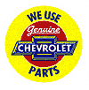 Tin Sign: We Use Genuine Chevrolet Parts Yellow Round Sign RD2