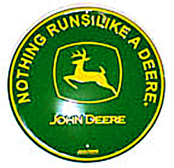 Tin Sign: Nothing Runs Like A Deere Green Round Sign RD54