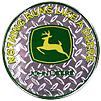 Tin Sign: Nothing Runs Like A Deere Silver Round Sign RD60