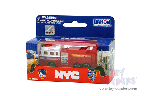 Daron Realtoy® - F.D.N.Y. Ladder Fire Truck (3" diecast model car, Red/White) RT8953F