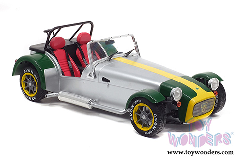 Solido - Lotus 7 Aluminum Body Convertible (1989, 1/18 scale diecast model car, Aluminium Body & Green Nose) S1801803