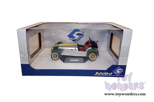Solido - Lotus 7 Aluminum Body Convertible (1989, 1/18 scale diecast model car, Aluminium Body & Green Nose) S1801803