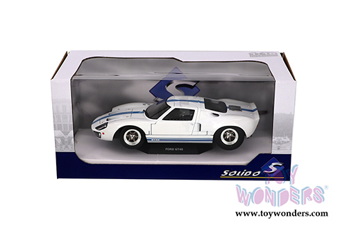 Solido - Ford GT40 Widebody T-Top (1968, 1/18 scale diecast model car, White w/Blue) S1803002