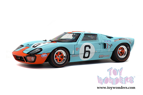Solido - Ford GT40 MKI #6 Gulf&reg; Oil Le Mans J. Ickx/J. Olivier (1969, 1/18 scale diecast model car, Light Blue/Orange) S1803003