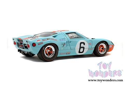 Solido - Ford GT40 MKI #6 Gulf&reg; Oil Le Mans J. Ickx/J. Olivier (1969, 1/18 scale diecast model car, Light Blue/Orange) S1803003