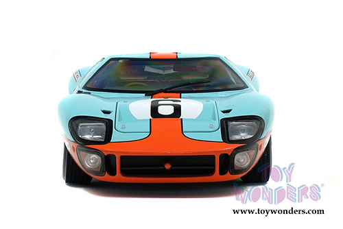 Solido - Ford GT40 MKI #6 Gulf&reg; Oil Le Mans J. Ickx/J. Olivier (1969, 1/18 scale diecast model car, Light Blue/Orange) S1803003