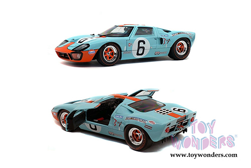 Solido - Ford GT40 MKI #6 Gulf&reg; Oil Le Mans J. Ickx/J. Olivier (1969, 1/18 scale diecast model car, Light Blue/Orange) S1803003