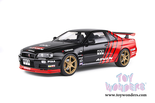 Solido - Nissan Skyline GT-R (R34) Advant Drift Livery Hardtop (1999, 1/18 scale diecast model car, Black/Red) S1804302