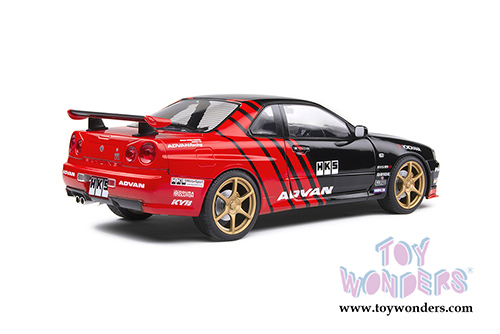 Solido - Nissan Skyline GT-R (R34) Advant Drift Livery Hardtop (1999, 1/18 scale diecast model car, Black/Red) S1804302