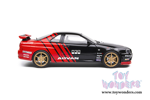 Solido - Nissan Skyline GT-R (R34) Advant Drift Livery Hardtop (1999, 1/18 scale diecast model car, Black/Red) S1804302