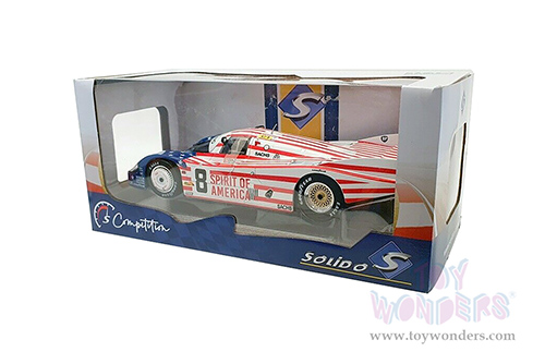 Solido Competition - Porsche 956LH RHD #8 G. Follmer - J. Morton - K. Miller "Spirit of America" 24H of Le Mans (1986, 1/18 scale diecast model car, Red/White/Blue) S1805503
