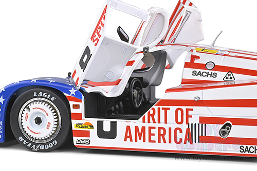Solido Competition - Porsche 956LH RHD #8 G. Follmer - J. Morton - K. Miller "Spirit of America" 24H of Le Mans (1986, 1/18 scale diecast model car, Red/White/Blue) S1805503