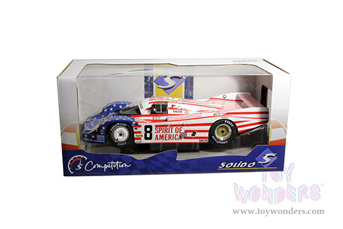 Solido Competition - Porsche 956LH RHD #8 G. Follmer - J. Morton - K. Miller "Spirit of America" 24H of Le Mans (1986, 1/18 scale diecast model car, Red/White/Blue) S1805503