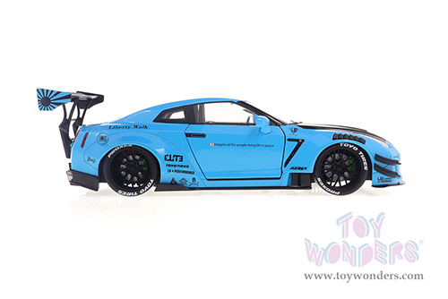 Solido - Nissan GT-R (R35) Liberty Walk Body Kit 2.0 (2023, 1/18 scale diecast model car, Baby Blue/w Black hood) S1805817