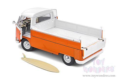 Solido - Volkswagen T1 Pick Up with Surfboard (1950, 1/18 scale diecast model car, Orange/White) S1806701