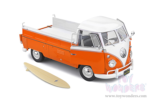 Solido - Volkswagen T1 Pick Up with Surfboard (1950, 1/18 scale diecast model car, Orange/White) S1806701