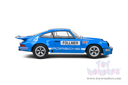 Solido Competition - Porsche 911 RS 3.0 George Follmer IROC Riverside 1974 (1/18 scale diecast model car, Blue) S1810702