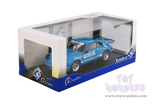 Solido Competition - Porsche 911 RS 3.0 George Follmer IROC Riverside 1974 (1/18 scale diecast model car, Blue) S1810702