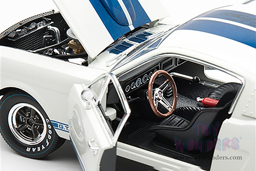 Shelby Legend Series - Shelby GT 350B Hardtop (1965, 1/18 scale diecast model car, White w/ Blue Stripes) SC168-1/W