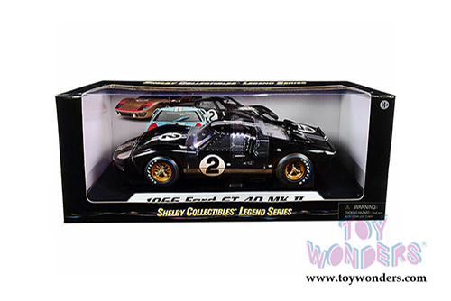 Shelby - Ford GT-40 MK II Hardtop #2 After Race (Dirty Version)(1966, 1/18 scale diecast model car, Black w/ Silver Stripes) SC431BK