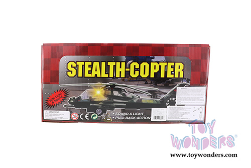 Stealth Copter with Light & Sounds (8.25" diecast model helicopter, Asstd.) SL362/2DB