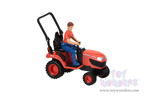 New Ray - Kubota Pick Up with Trailer & Lawn Mower Set (1/18, durable molded construction, Asstd.) SS-33263A
