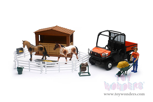 New Ray - Kubota&reg; RTV-X1120 with Horses Set (1/18, scale diecast model car, Orange/Black) SS-33343