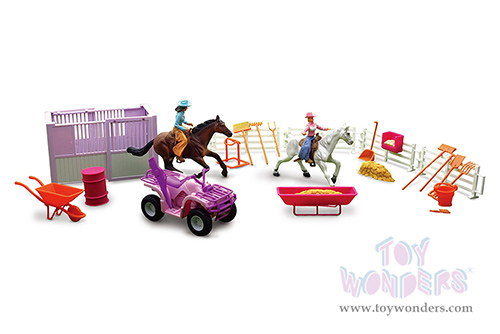 New Ray - Valley Ranch | Pink Horse Riding Set (Durable plastic model set, Asstd.) SS-37105B