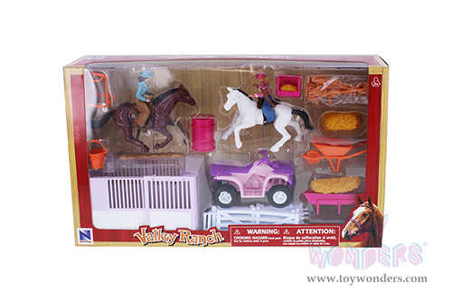 New Ray - Valley Ranch | Pink Horse Riding Set (Durable plastic model set, Asstd.) SS-37105B