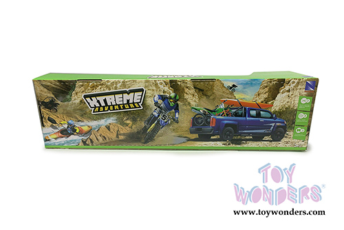 New Ray - Pick Up Truck with Trailer and Polaris Switchback Snowmobile with Articulated Figure Set (1/18 scale diecast model car, Blue) SS-37406A